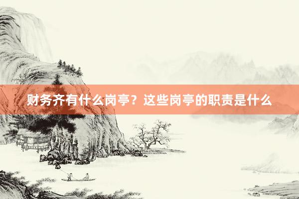 财务齐有什么岗亭？这些岗亭的职责是什么